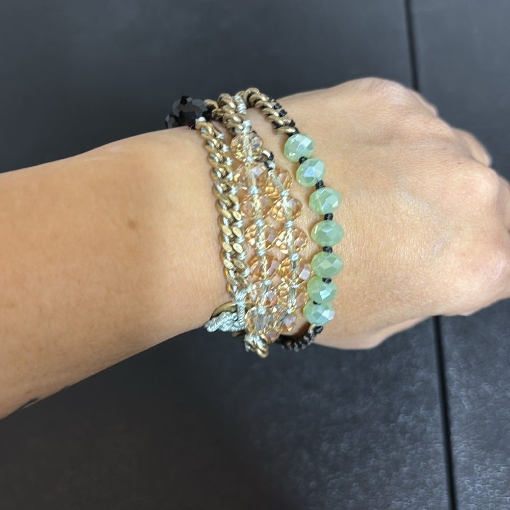Chloe And Isabel Glass Bead Chain Multi Wrap Bracelet Green